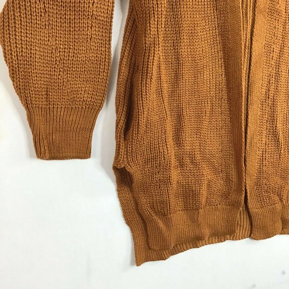 CCK Style Women's Mustard Long Sleeve Open Front Waffle-Knit Cardigan Size 3XL - Picture 2 of 11